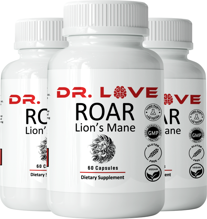 3 Bottles - Roar Lion's Mane - Now You Can Improve Your Brain Function With